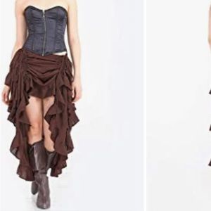 Chocolate Ruffled skirt. Adjustable high low.